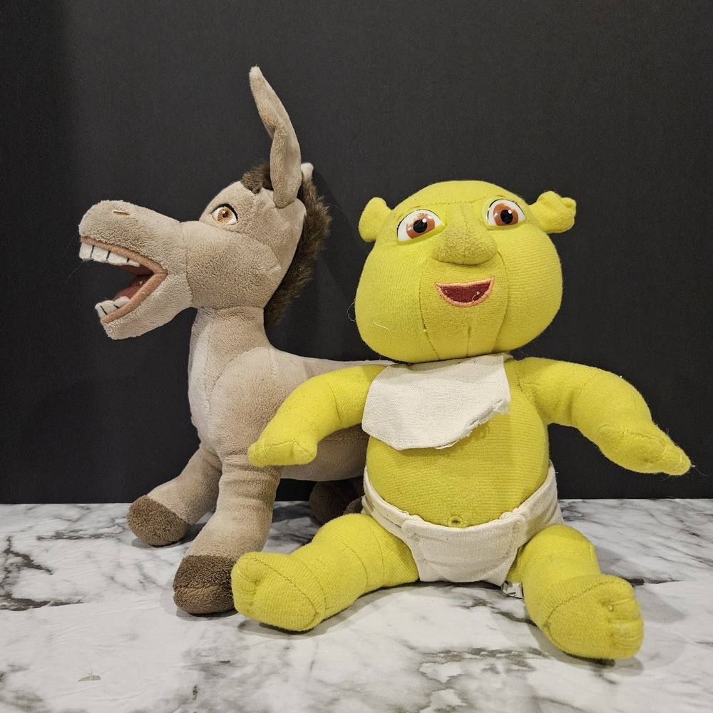 DreamWorks Shrek Baby Ogre & Donkey Plush Bundle 2010 Stuffed‎ Animals